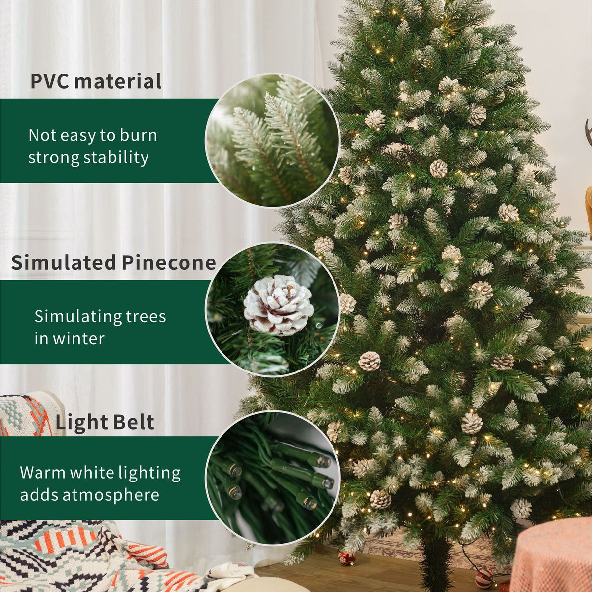 Artificial Frosted Christmas Tree 5FT 619 Snow with LEDs