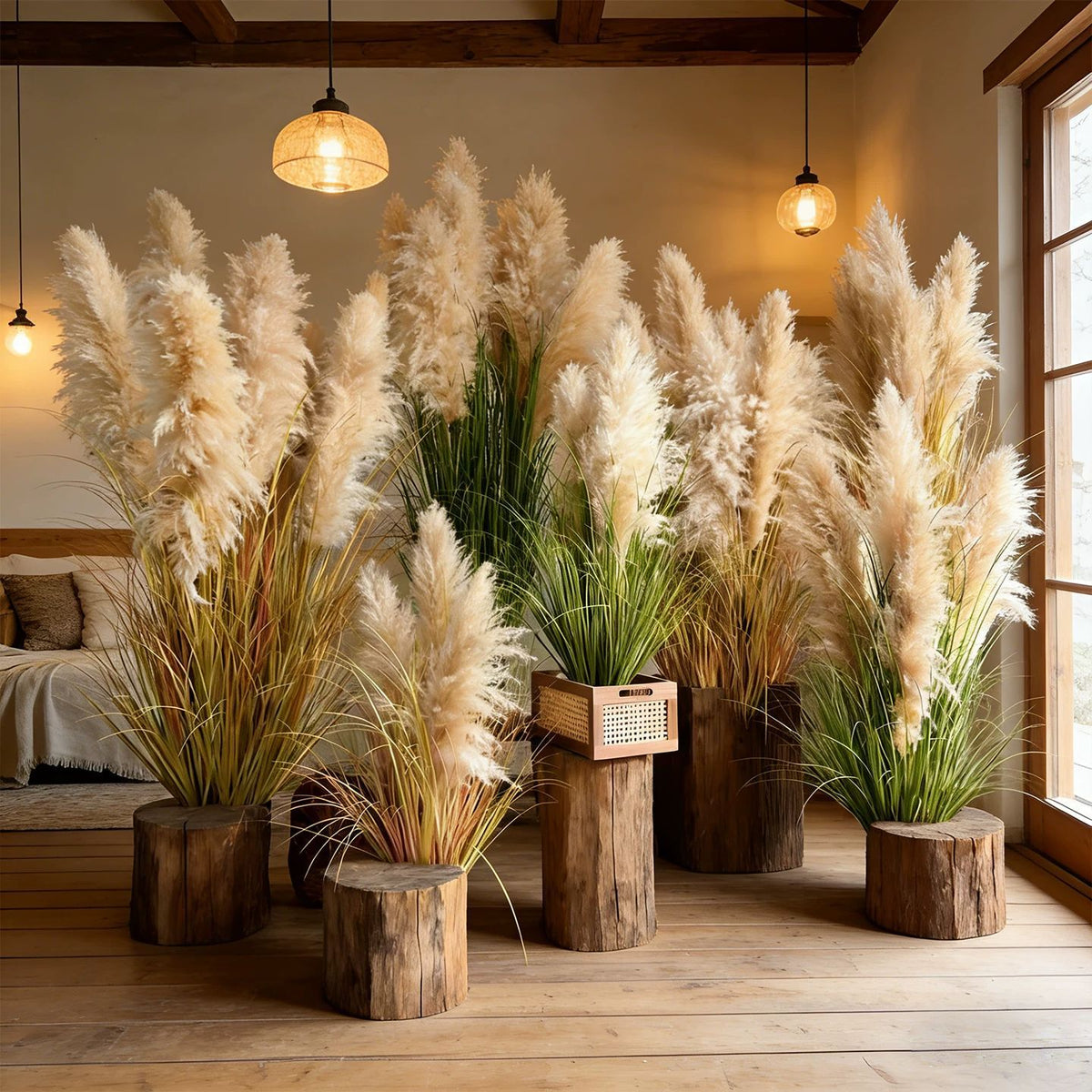 Artificial Reed Grass Stems Pampas Grass for Store Design