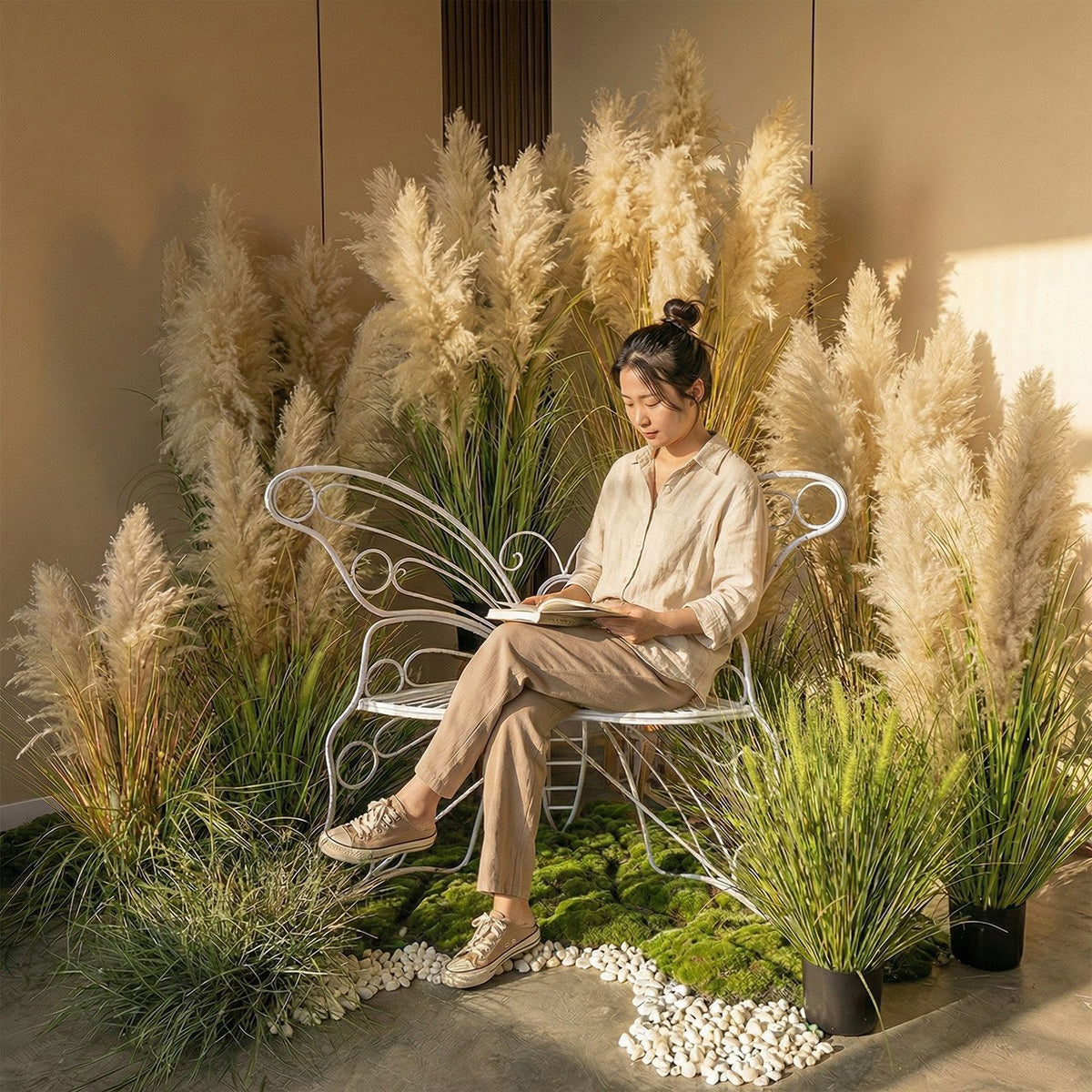 Artificial Reed Grass Stems Pampas Grass for Store Design