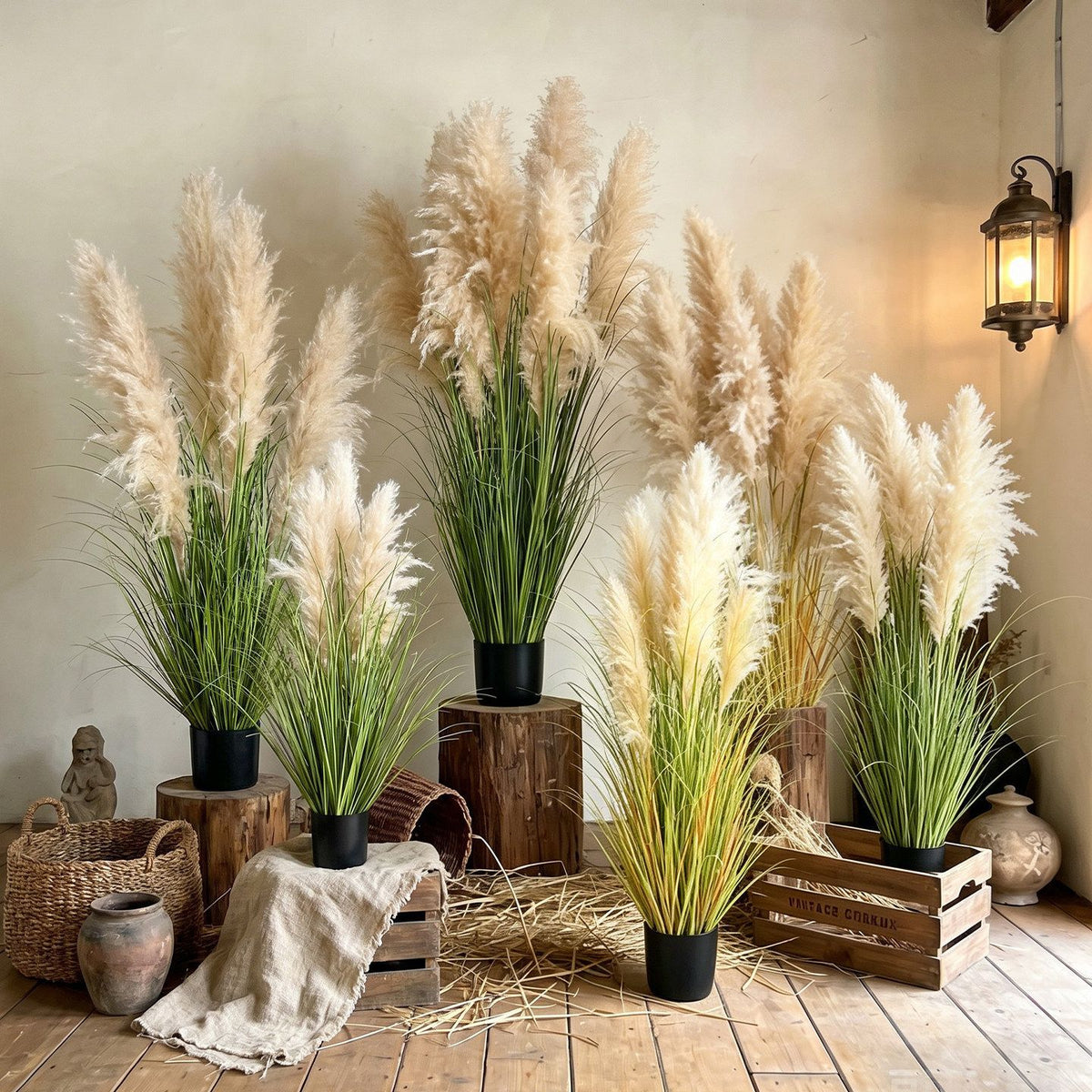Artificial Reed Grass Stems Pampas Grass for Store Design