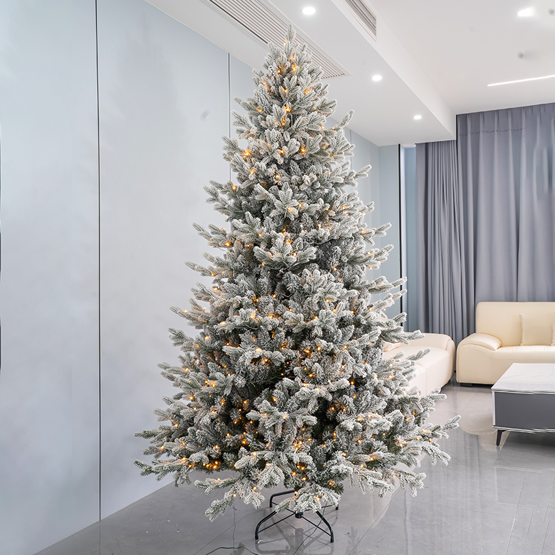 Artificial Spruce Flocked Christmas Tree Prelit Xmas Hinged