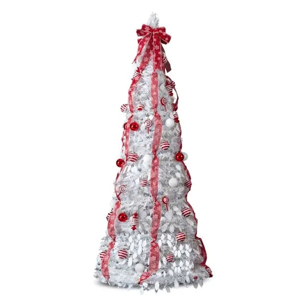 Artificial Xmas Tree Christmas Tree Pop with Warm Lights Red Ornaments