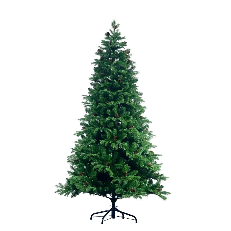 Balsam Fir Artificial Christmas Tree with Decorative Pine Cones and Pre-Lit Branches