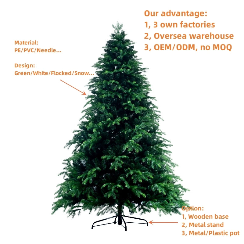 Balsam Fir Artificial Christmas Tree with Dense Green Hinged Branches