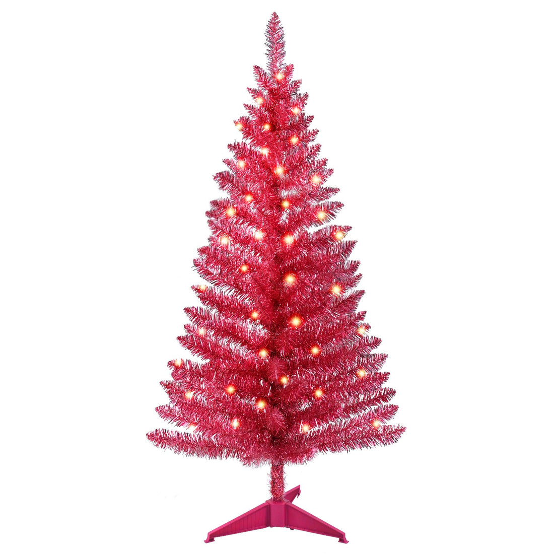 Red Tinsel Artificial Christmas Tree with Shimmering Branches