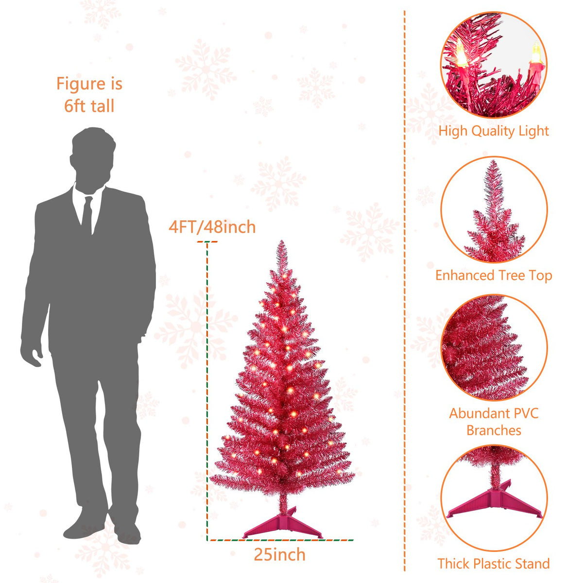 Red Tinsel Artificial Christmas Tree with Shimmering Branches