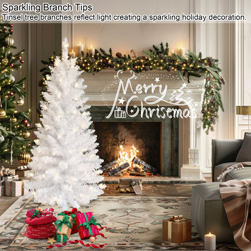 Petite White Artificial Christmas Tree with Sparkling Tips