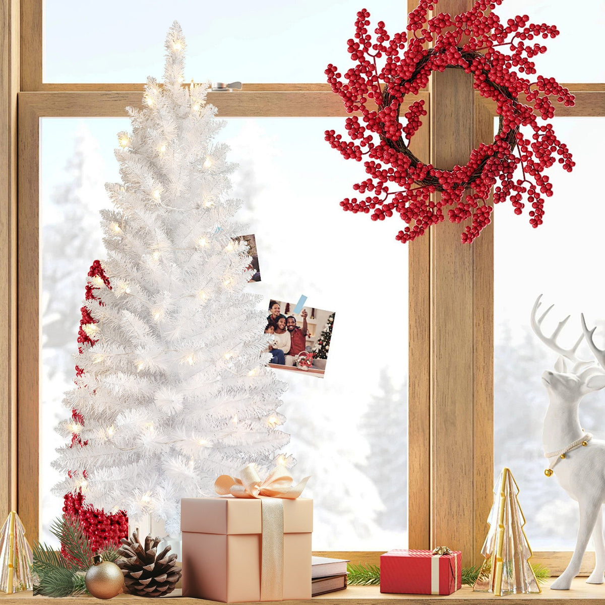 Petite White Artificial Christmas Tree with Sparkling Tips