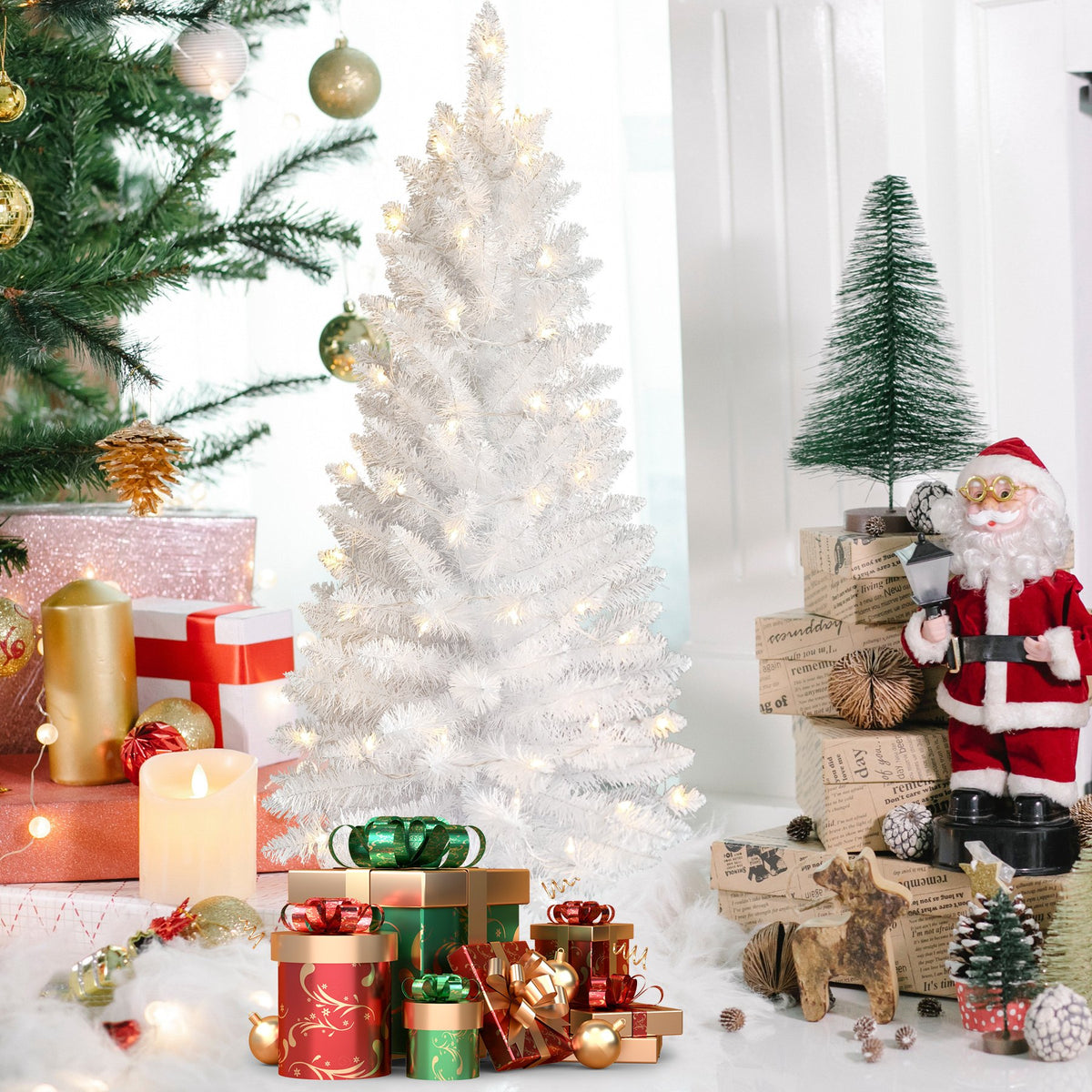 Petite White Artificial Christmas Tree with Sparkling Tips