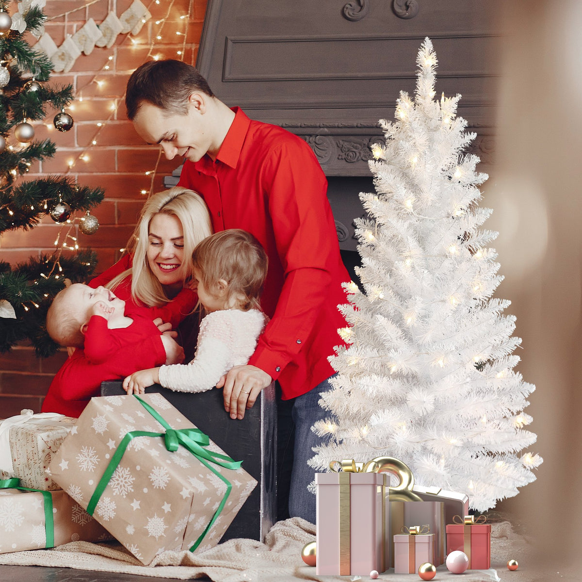 Petite White Artificial Christmas Tree with Sparkling Tips
