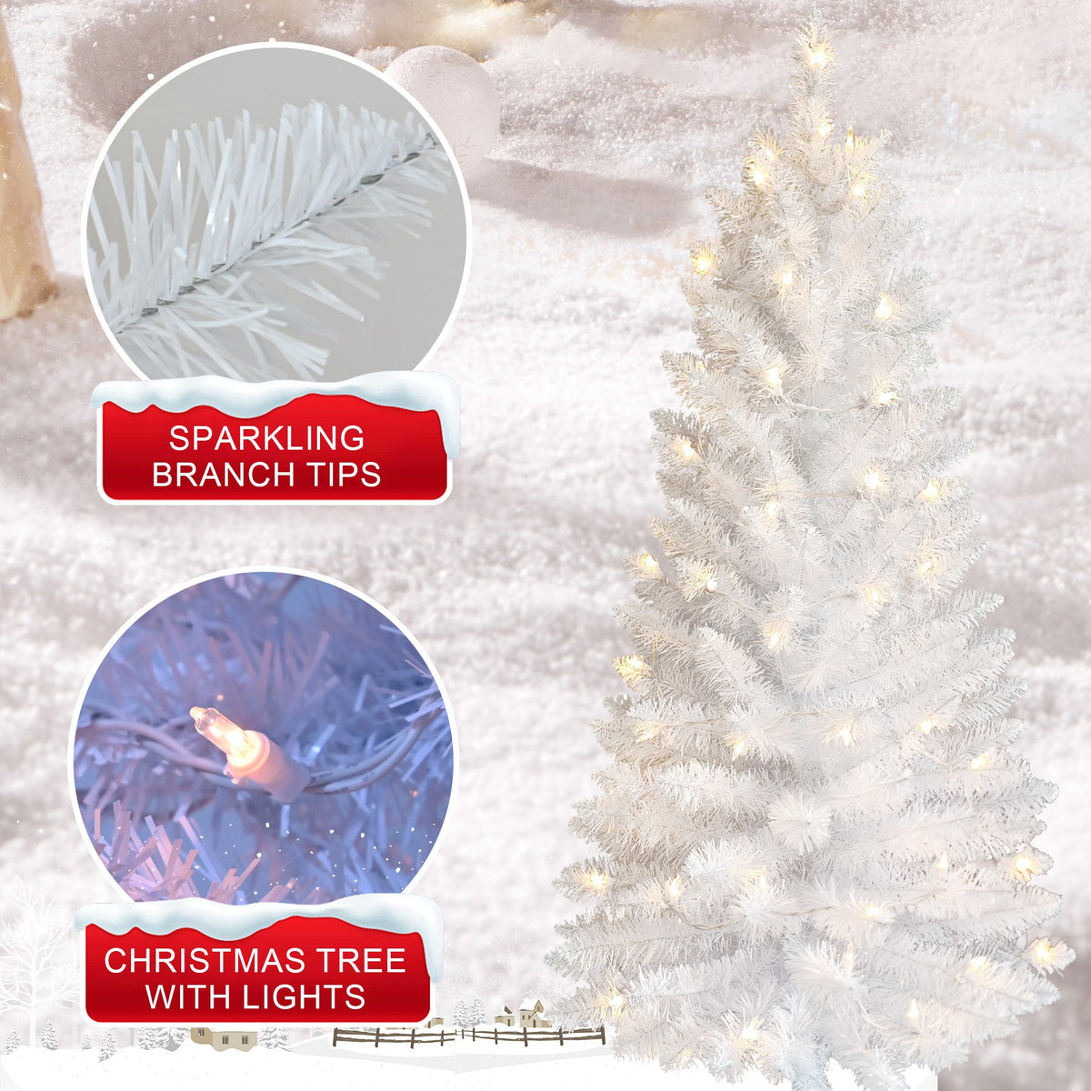 Petite White Artificial Christmas Tree with Sparkling Tips
