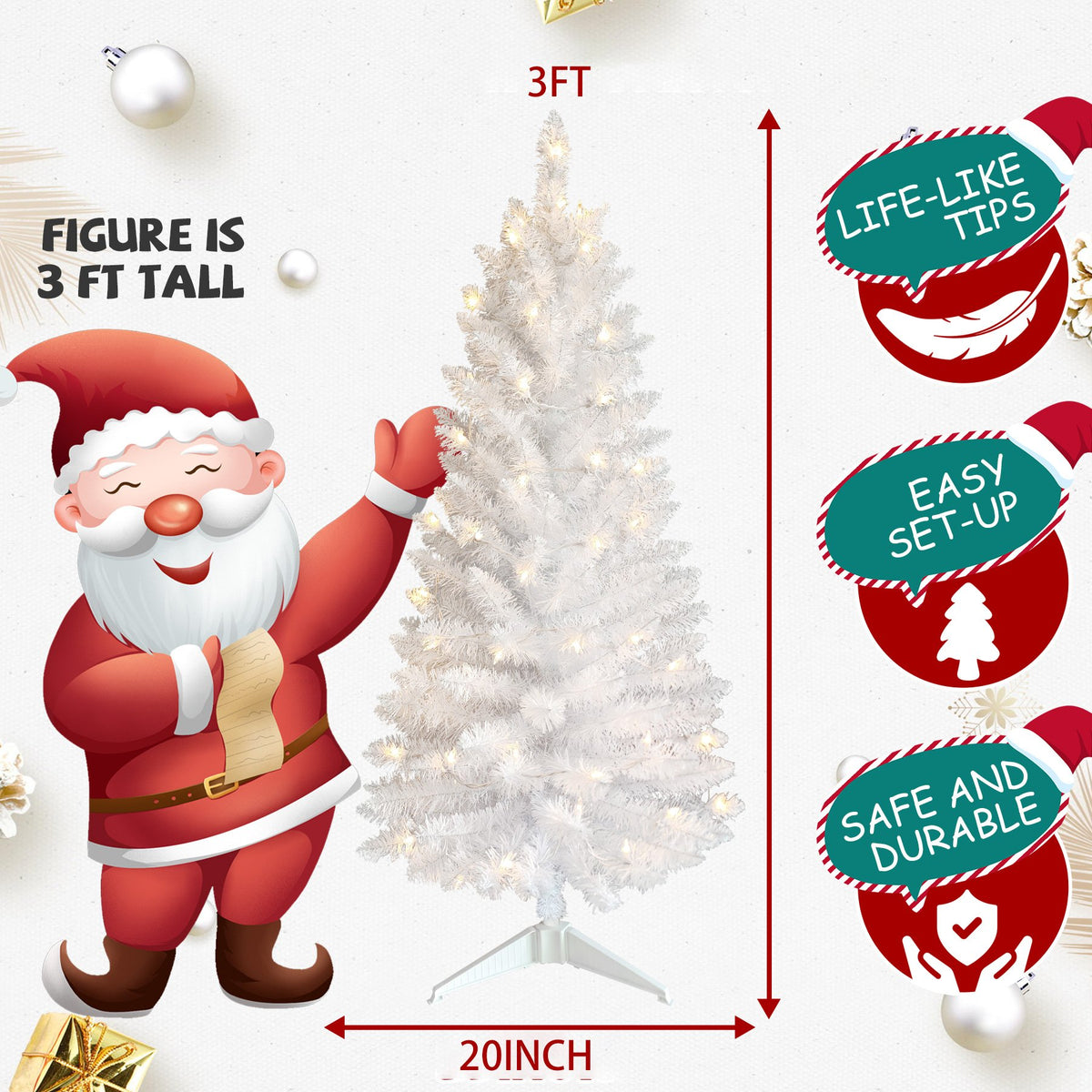 Petite White Artificial Christmas Tree with Sparkling Tips