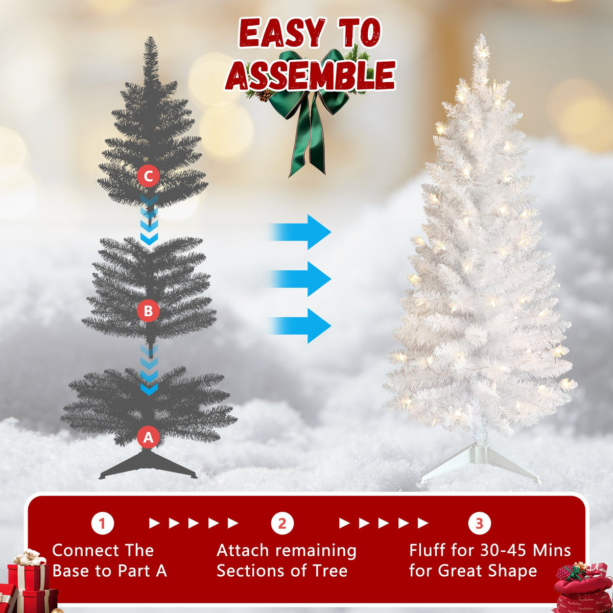 Petite White Artificial Christmas Tree with Sparkling Tips