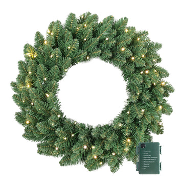Evergreen Artificial Christmas Wreath with Dual Color LED Lights