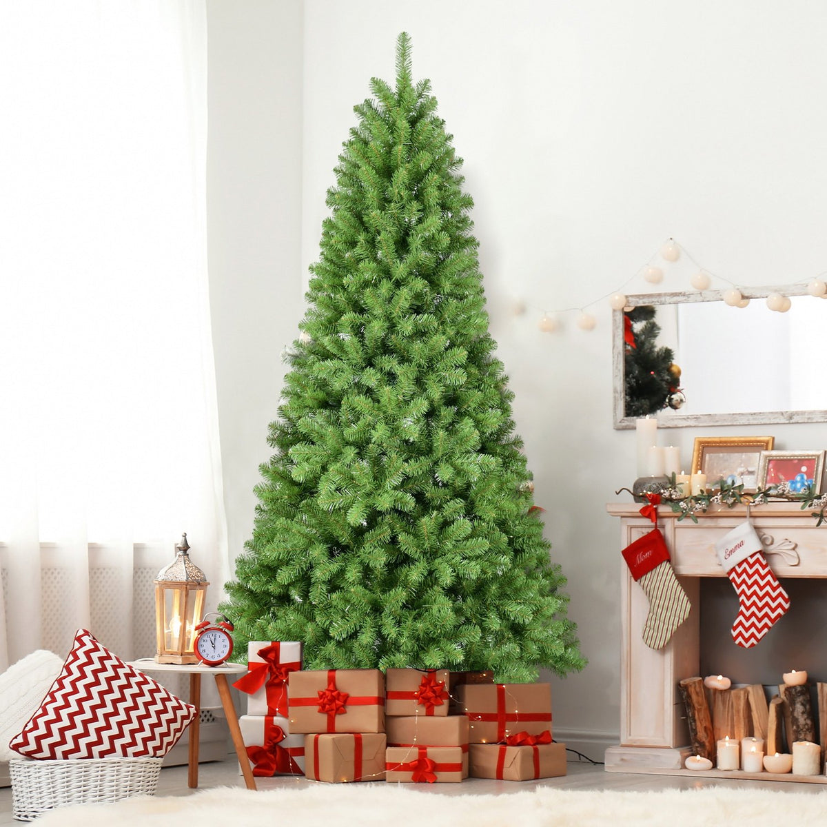 Traditional Pine Artificial Christmas Tree with Classic Needle Tips