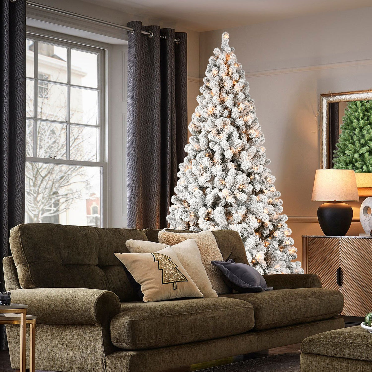 Snowy Fir Artificial Christmas Tree with Thick White Flocking