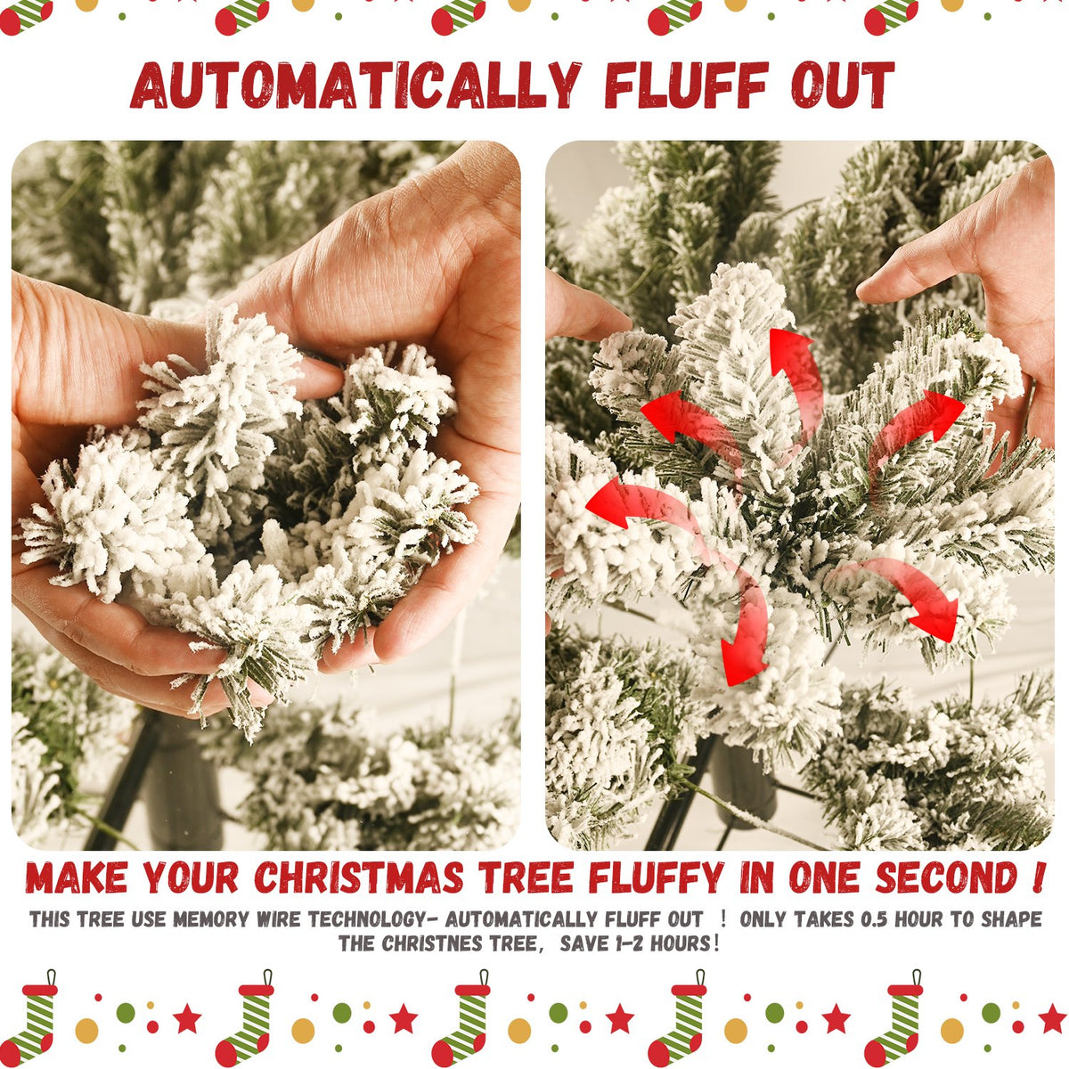 Snowy Fir Artificial Christmas Tree with Thick White Flocking