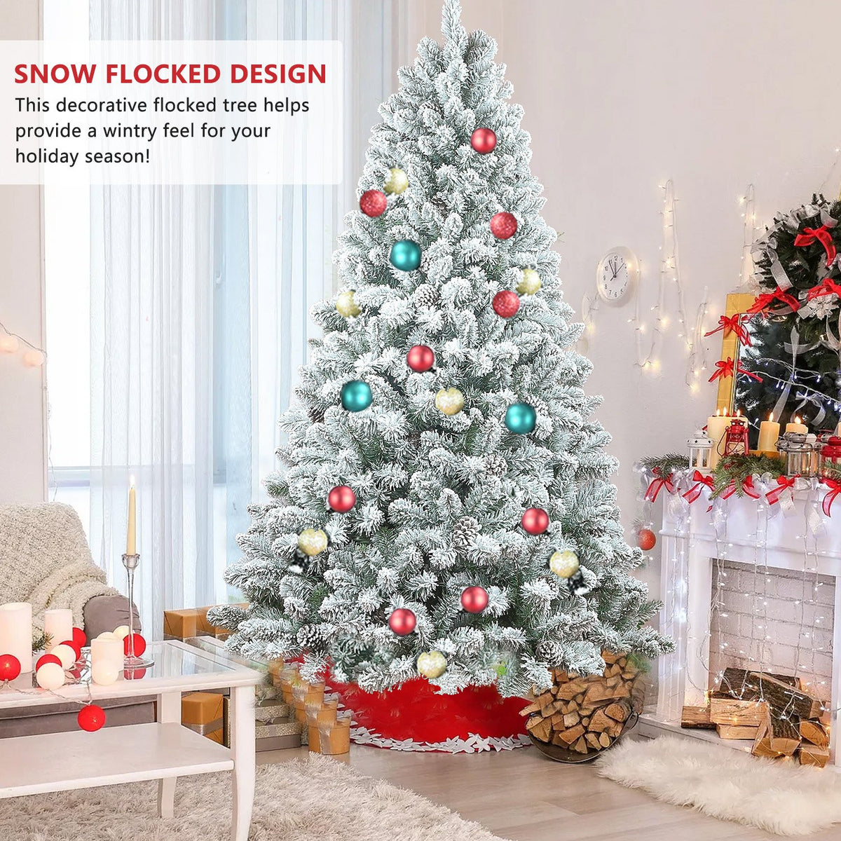 Alpine Pine Artificial Christmas Tree with Flocked Pine Cones
