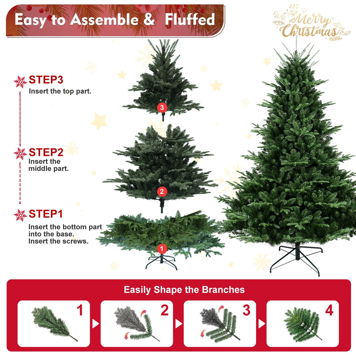 Nordic Fir Artificial Christmas Tree with Extra Wide Branches