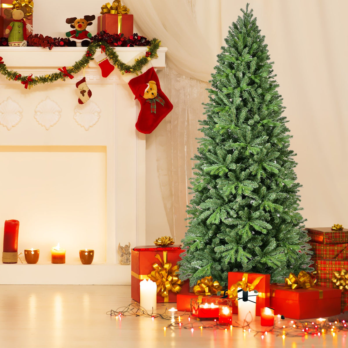 Evergreen Pine Artificial Christmas Tree with Tapered Full Branches
