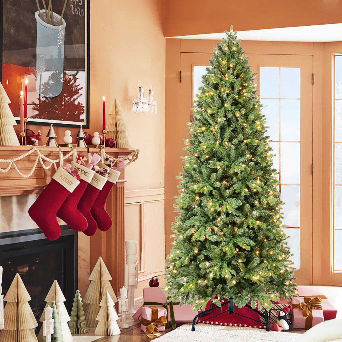 Evergreen Pine Artificial Christmas Tree with Tapered Full Branches
