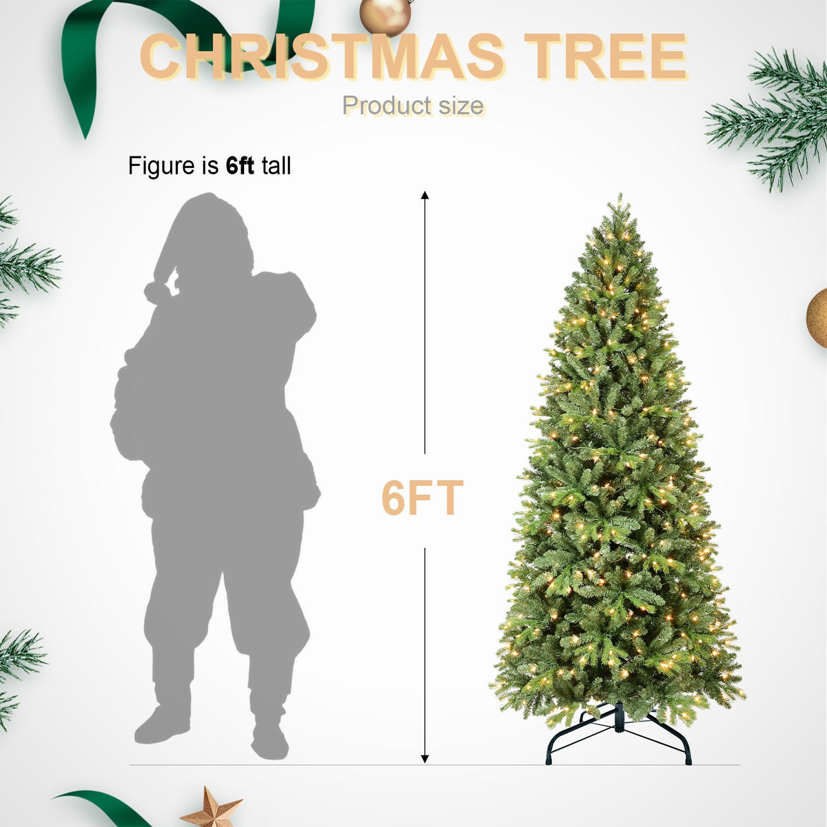 Evergreen Pine Artificial Christmas Tree with Tapered Full Branches