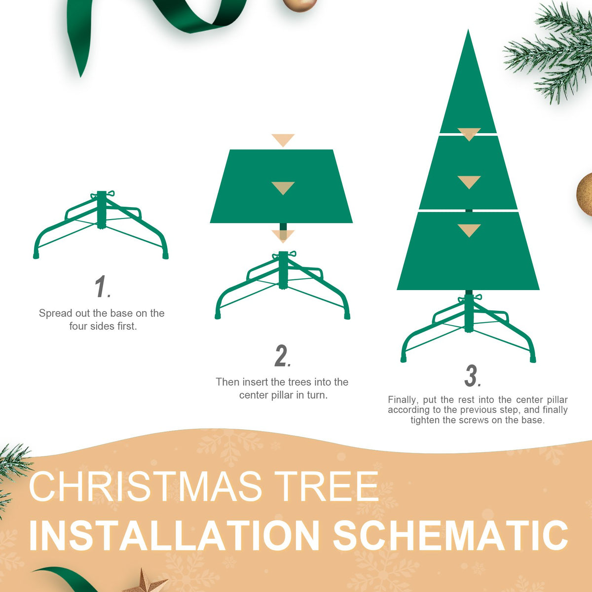Evergreen Pine Artificial Christmas Tree with Tapered Full Branches