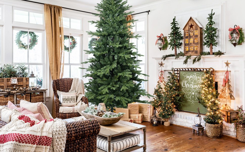 Mountain Fir Artificial Christmas Tree with Layered PE Tips