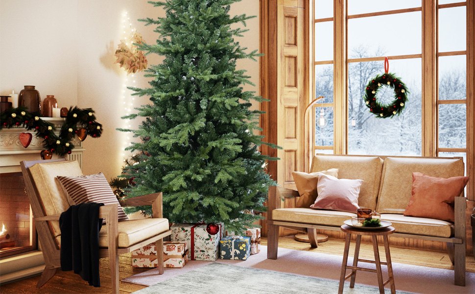 Mountain Fir Artificial Christmas Tree with Layered PE Tips