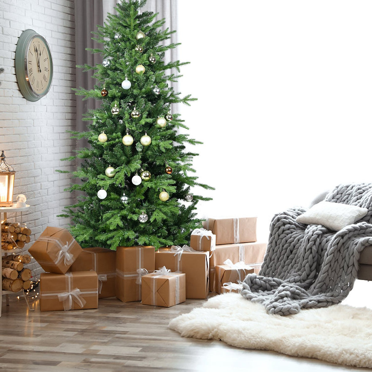 Mountain Fir Artificial Christmas Tree with Layered PE Tips