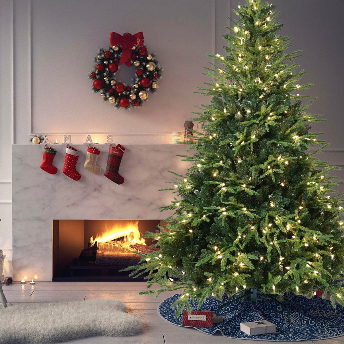 Highland Spruce Artificial Christmas Tree with Drop-Down Branches