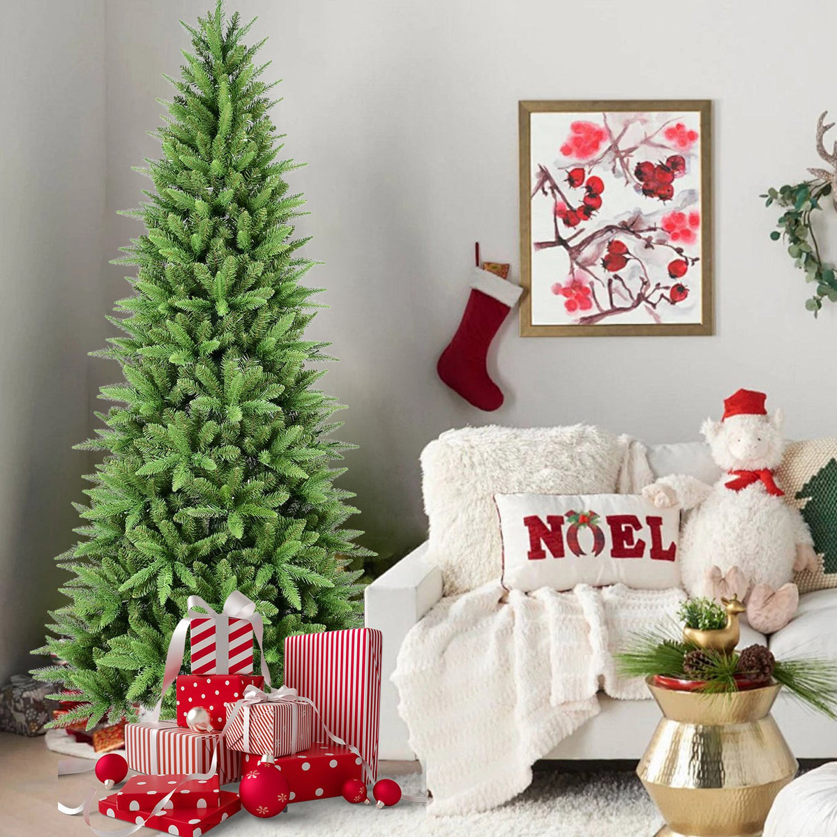 Slender Balsam Fir Artificial Christmas Tree with Lifelike Mixed Tips