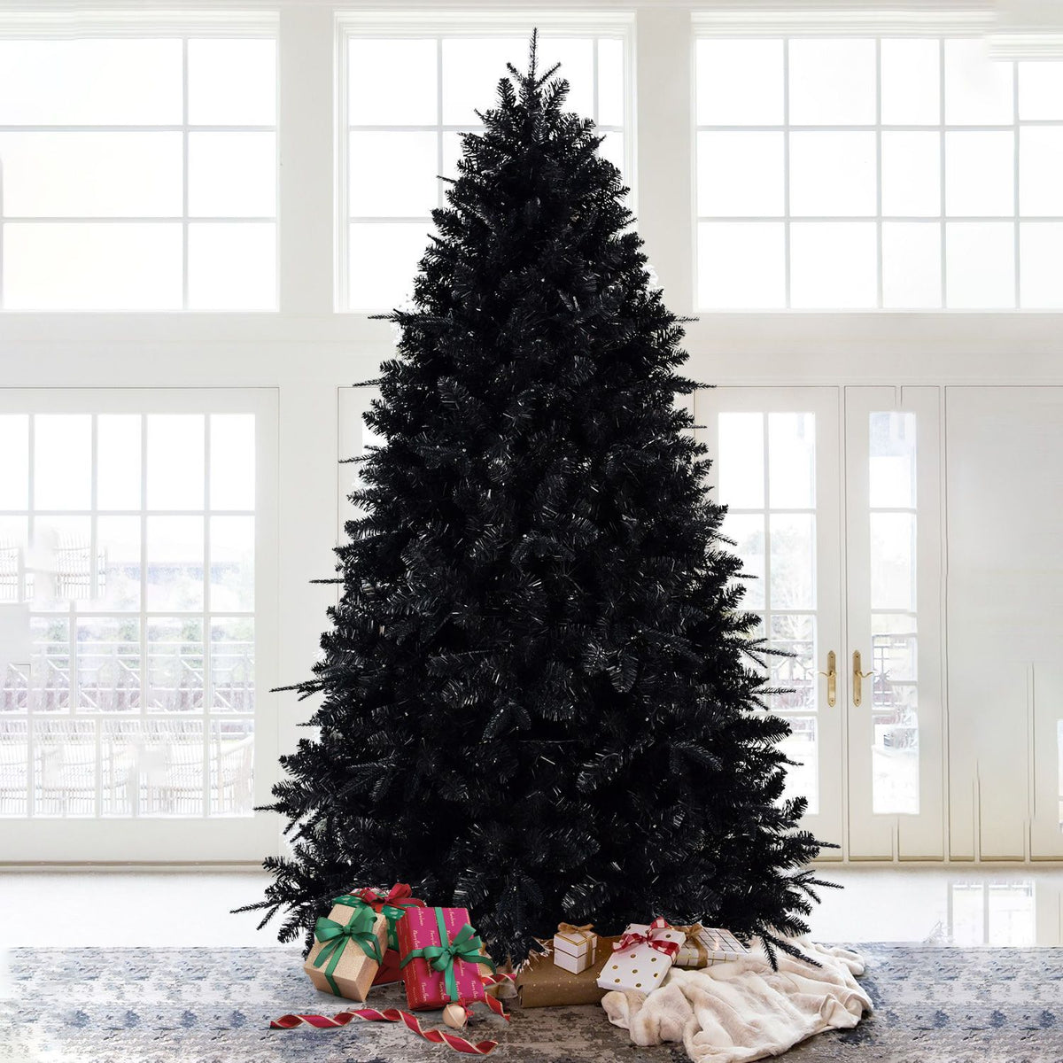 Black Pre Lit Christmas Tree with 500 LEDs