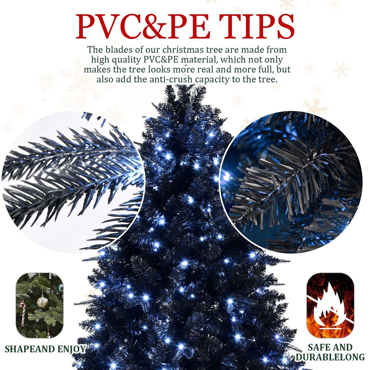 Black Pre Lit Christmas Tree with 500 LEDs