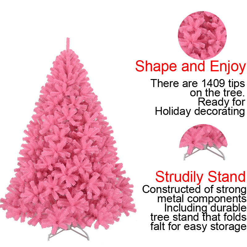 Decor Pink Artificial Full PVC Christmas Tree for Commercial Displays