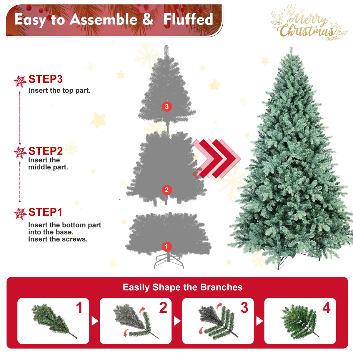 Blue Spruce Artificial Christmas Tree with Silvery Blue Tips