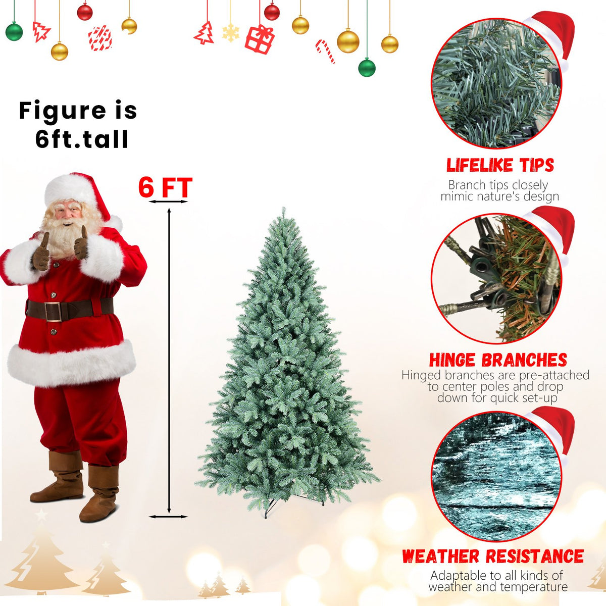 Blue Spruce Artificial Christmas Tree with Silvery Blue Tips