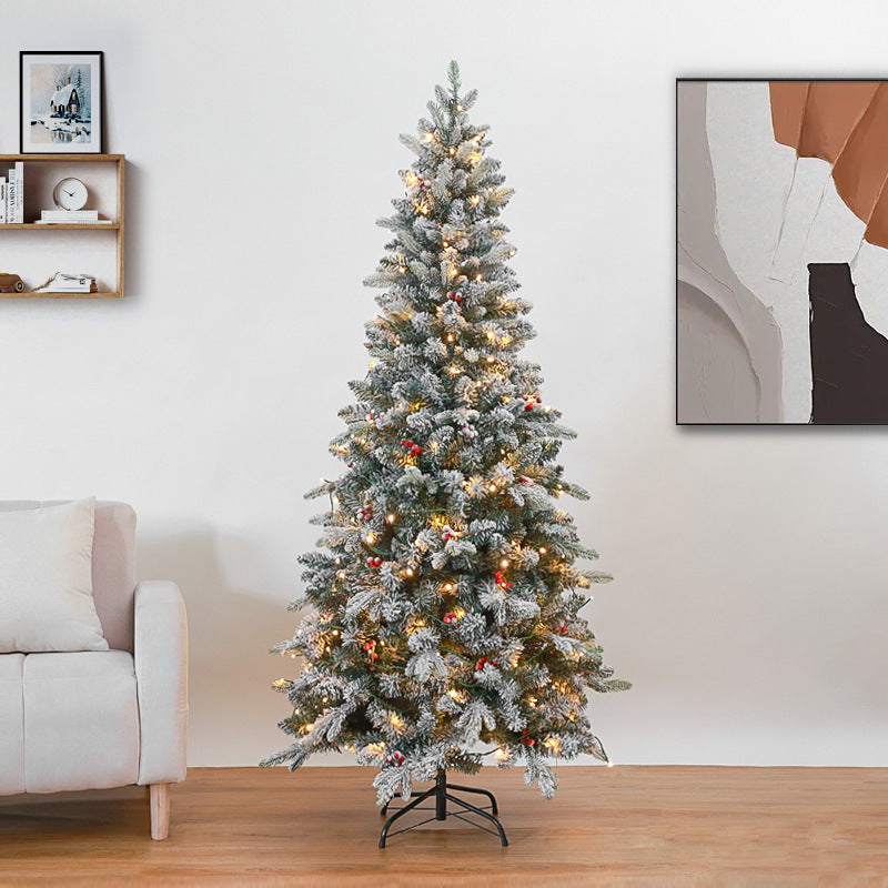 Duchess Flock Artificial Christmas Tree with Red Berry Decorations