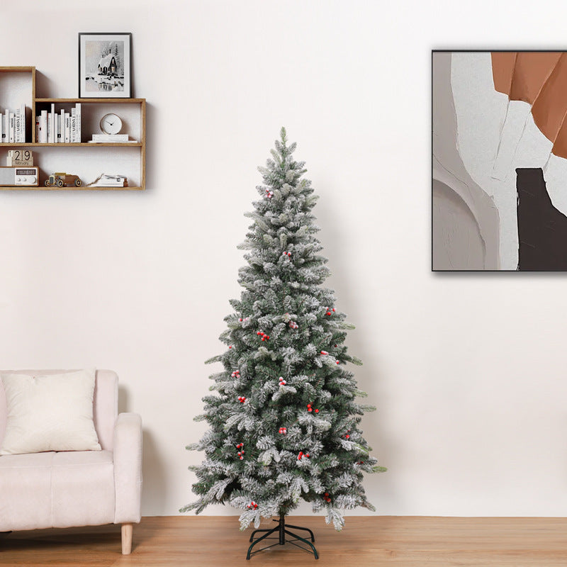 Duchess Flock Artificial Christmas Tree with Red Berry Decorations