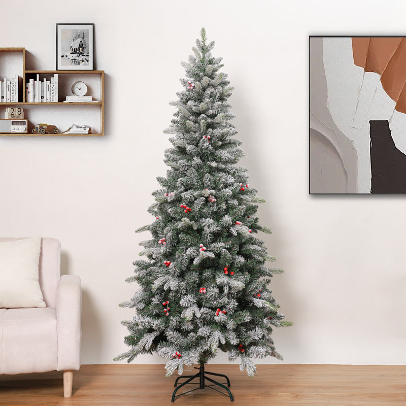 Duchess Flock Artificial Christmas Tree with Red Berry Decorations