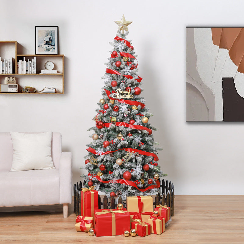 Duchess Flock Artificial Christmas Tree with Red Berry Decorations