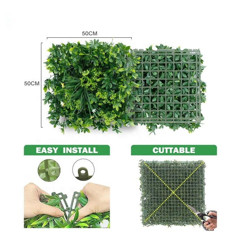 Eco Friendly Artificial Grass Wall Panels 50*50cm Eco