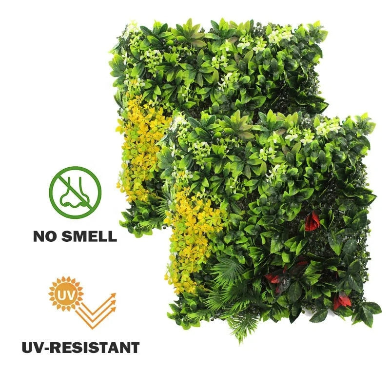 Fire Retardant Plastic Artificial Grass Wall Panel 100x100cm Modern Eco