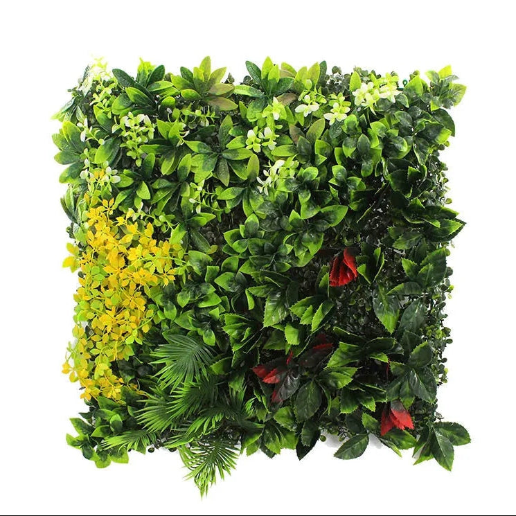Fire Retardant Plastic Artificial Grass Wall Panel 100x100cm Modern Eco