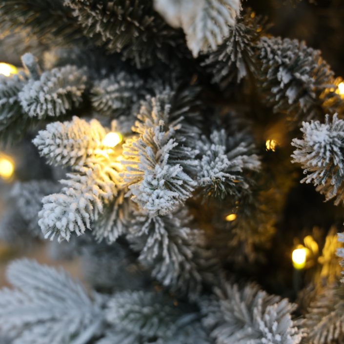 Flocked Artificial Cedar Christmas Tree with Warm White LED Lights