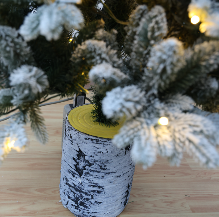 Flocked Artificial Cedar Christmas Tree with Warm White LED Lights