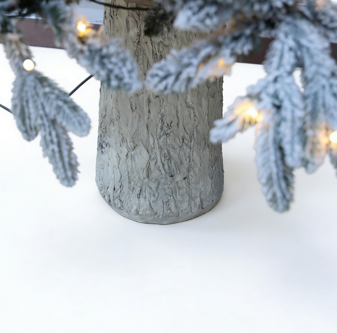 Flocked Artificial Christmas Tree with Warm White LED Lights and Burlap Base