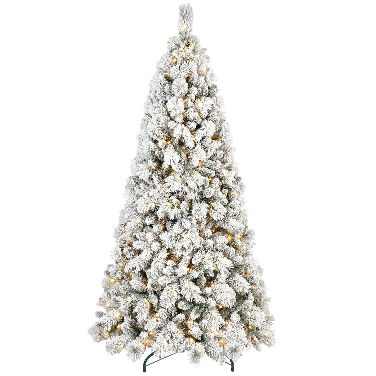 Flocked Christmas Tree Lit Snow 9ft Pre LED Lights