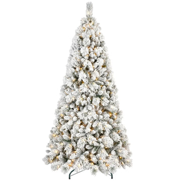 Flocked Christmas Tree Lit Snow 9ft Pre LED Lights