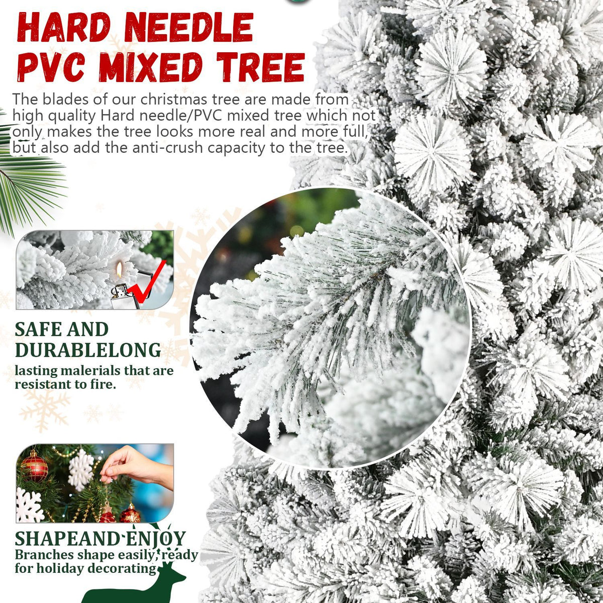 Flocked Christmas Tree Lit Snow 9ft Pre LED Lights